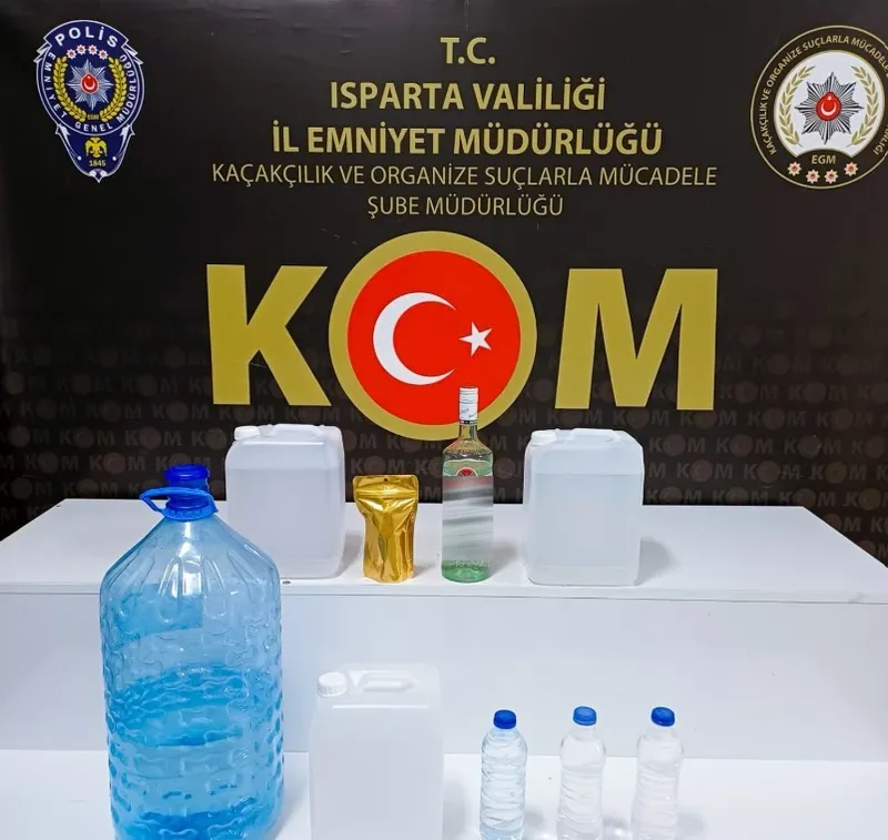 Isparta’da 54 litre kaçak ve el yapımı alkol ele geçirildi
