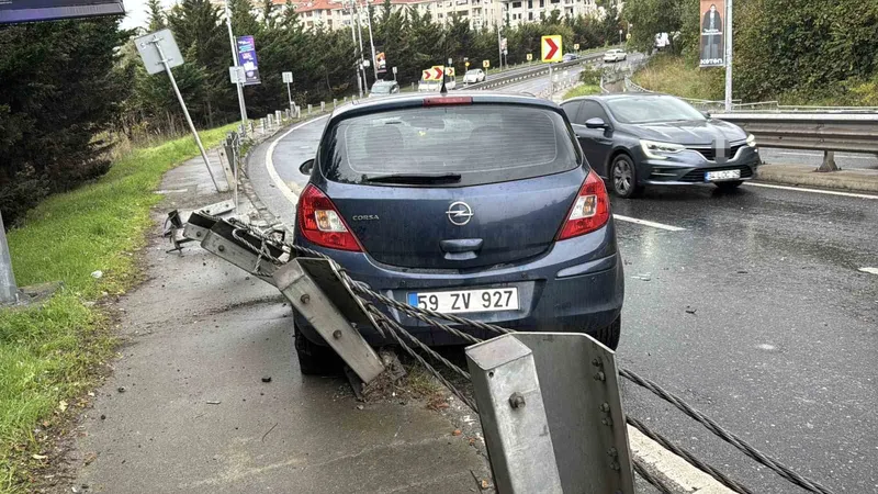 Beşiktaş’ta yağmurun etkisiyle aynı yolda peş peşe iki kaza
