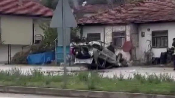 Amasya’da otomobilin takla attığı kaza kamerada

