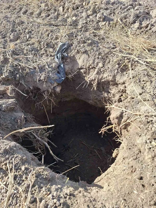 Çivril’de tarlada oluşan obruk korkuttu
