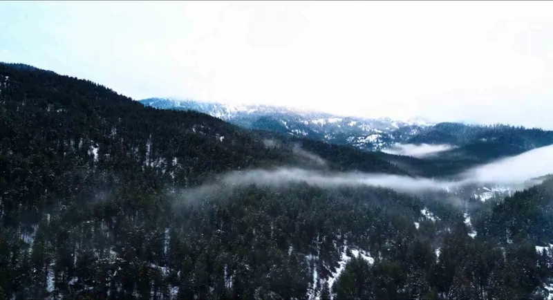 Beyaza bürünen Ilgaz Dağı havadan görüntülendi
