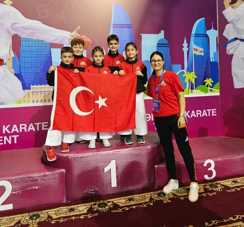 Denizlili minik karateciler Azerbaycan’dan madalyalarla döndü
