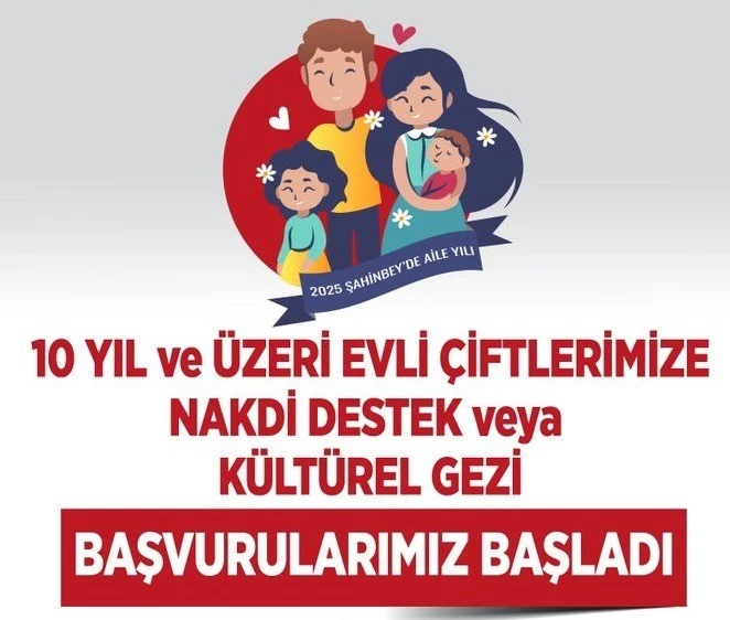 Şahinbey’de evli çiftlere nakdi destek ve kültürel gezi başvuruları başladı
