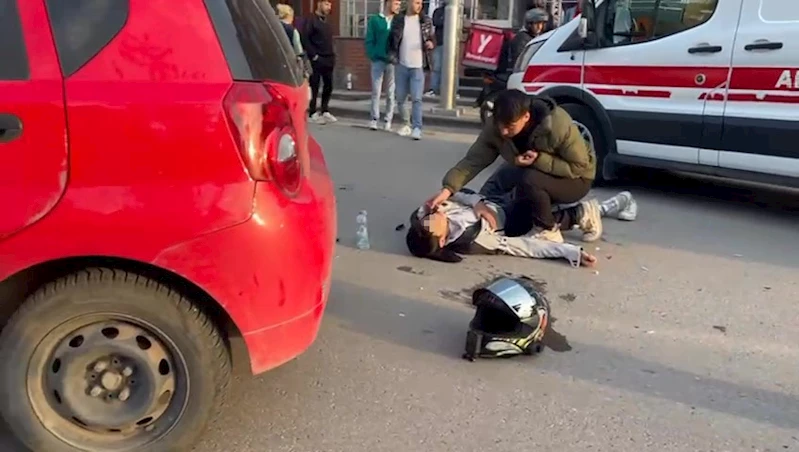 Otomobille çarpışan motosiklet sürücüsü yaralandı
