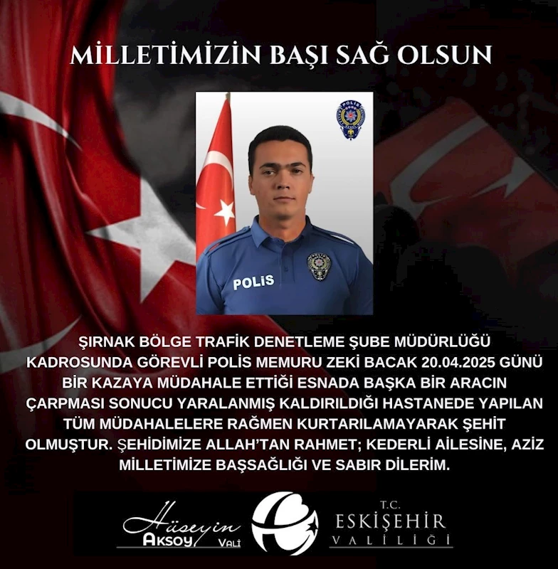 Vali Aksoy’dan şehit için taziye mesajı
