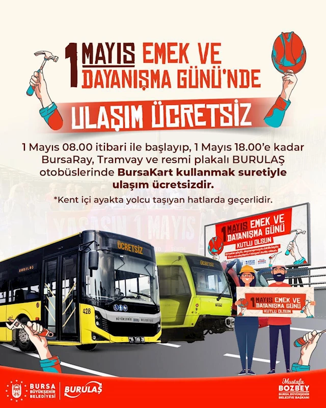 1 Mayıs’ta ulaşım ücretsiz
