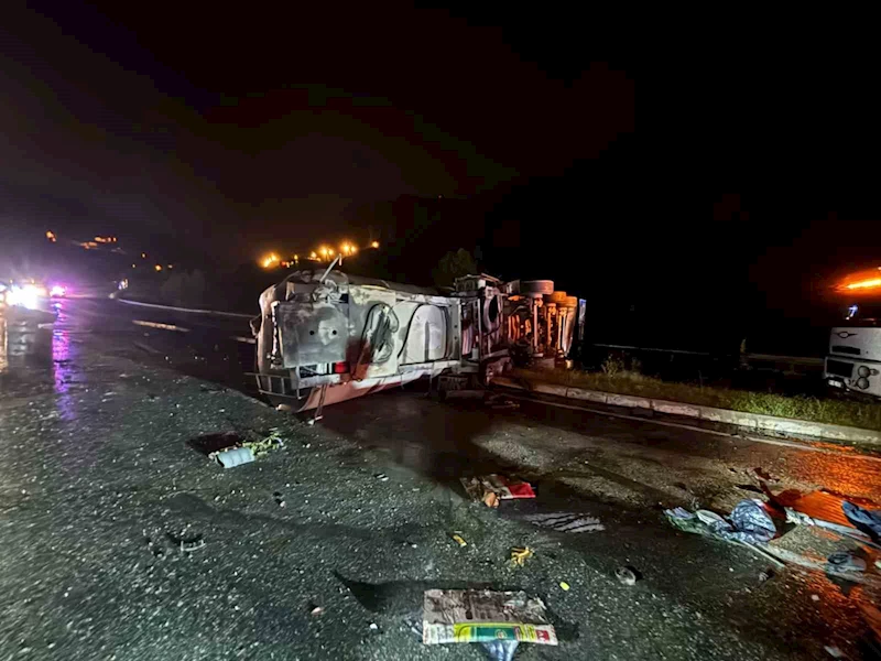 Osmaniye’de mazot yüklü tanker devrildi
