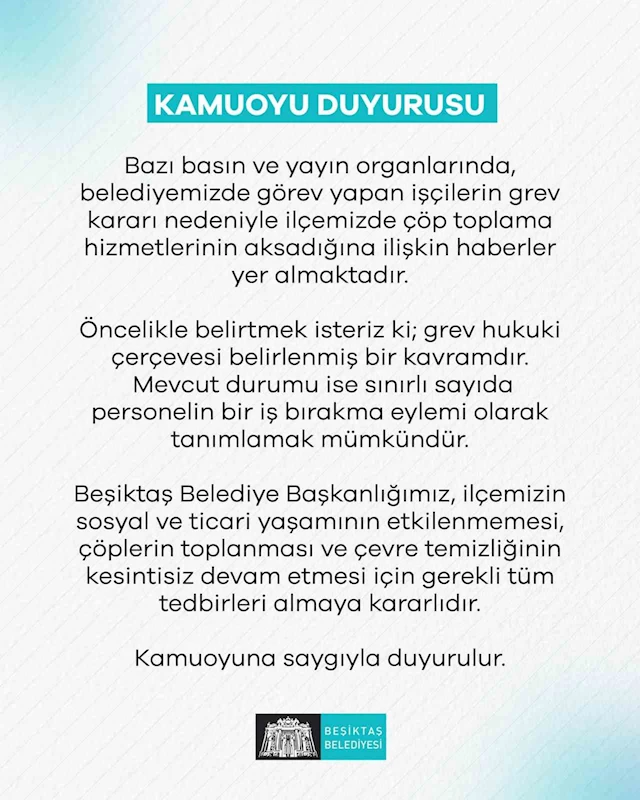 Beşiktaş Belediyesi’nden ‘çöp toplama’ açıklaması
