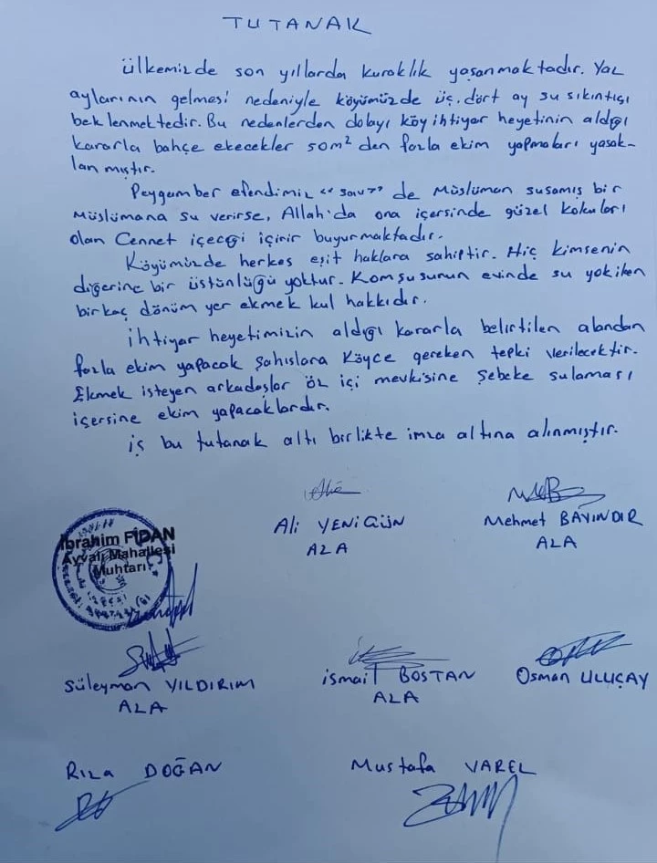 İhtiyar Heyeti 50 metrekareden fazla bahçe ekimini yasaklama kararı aldı
