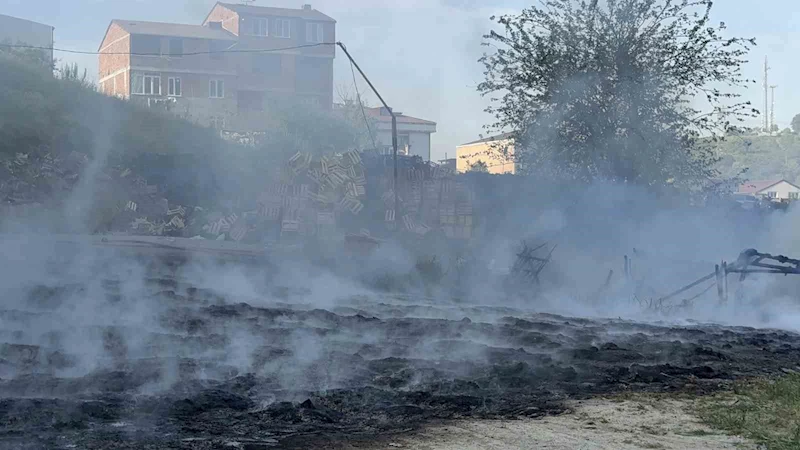 Arnavutköy’de fabrika bahçesinde korkutan yangın
