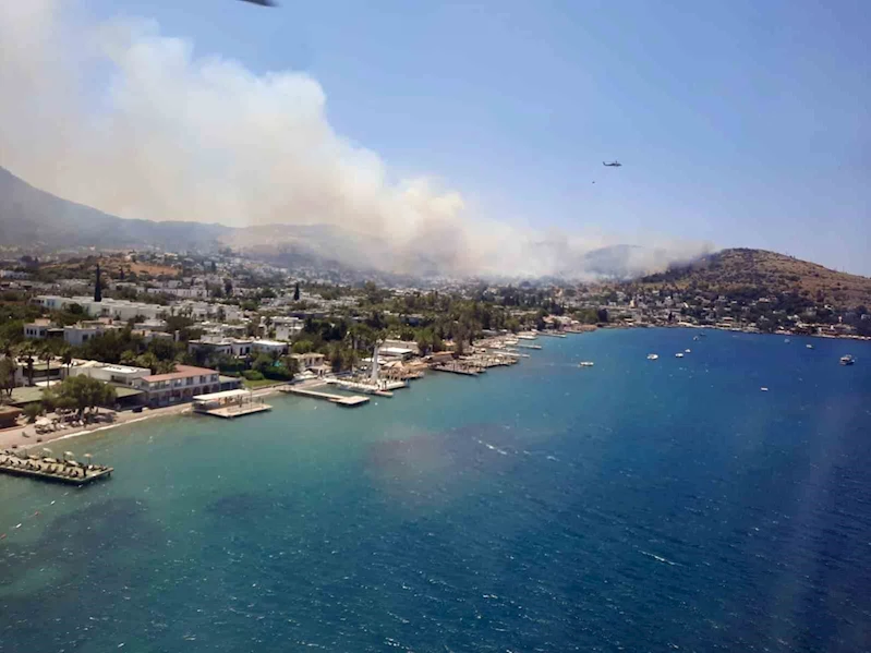 Bodrum Türkbükü makilik yangını devam ediyor
