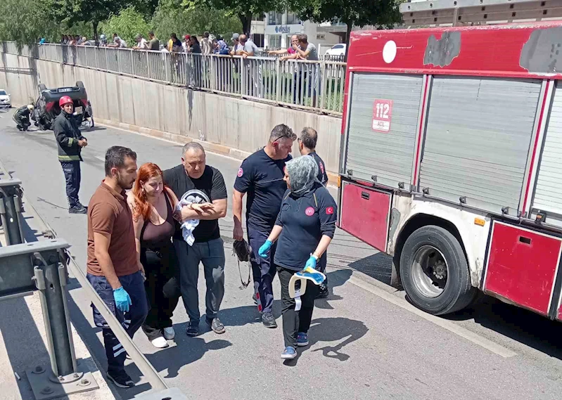 Takla atan araçtan burnu bile kanamadan çıktı
