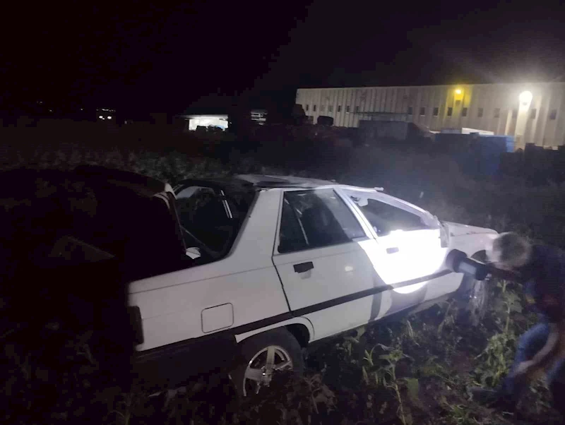 Palete çarpan otomobil tarlaya savruldu: 1 yaralı
