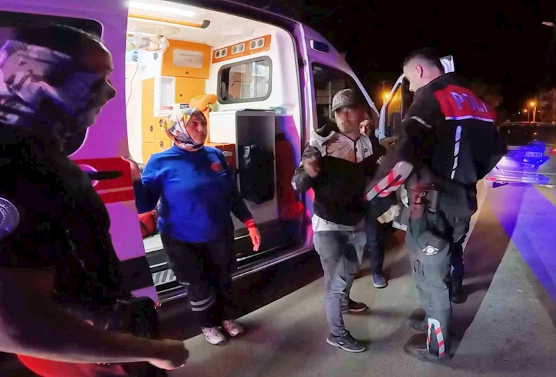 Yasal sınırın 16 kat üstünde alkollü çıkan sürücü ne polisi dinledi ne de sağlıkçıları
