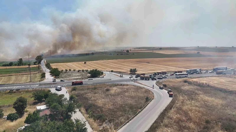 Edirne-Havsa arasında anızda çıkan yangın yolu kapladı: 5 aracın karıştığı kazada 1 kişi yaralandı
