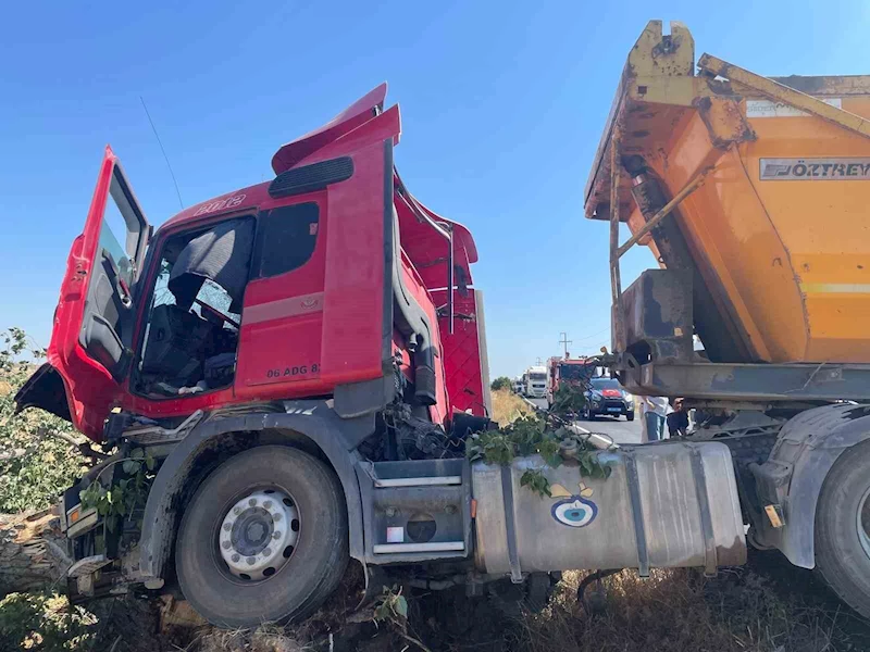 Hafriyat kamyonu ağaca çarptı: 2 yaralı
