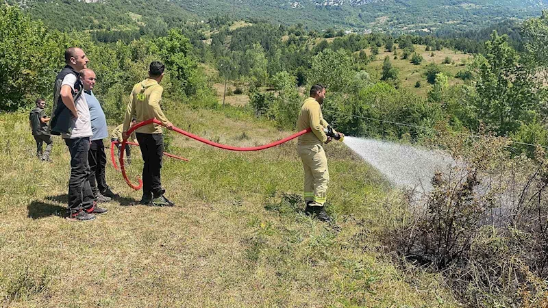 Kopan yüksek gerilim hattı teli yangına sebep oldu
