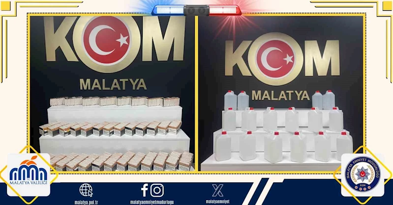 Malatya’da kaçak makaron ve etil alkol ele geçirildi
