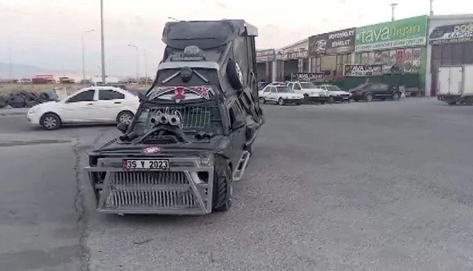 Aracını adeta tanka çevirdi, polis trafikten men edip ehliyete el koydu
