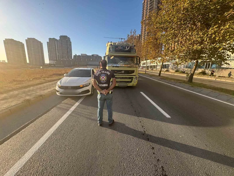 Gaziosmanpaşa’da tırı bisiklet yoluna park eden sürücü 