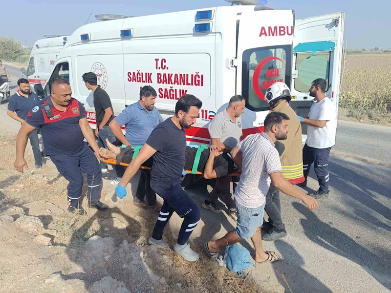 Takla atarak ters dönen hafif ticari araçtaki 7 kişi yaralandı
