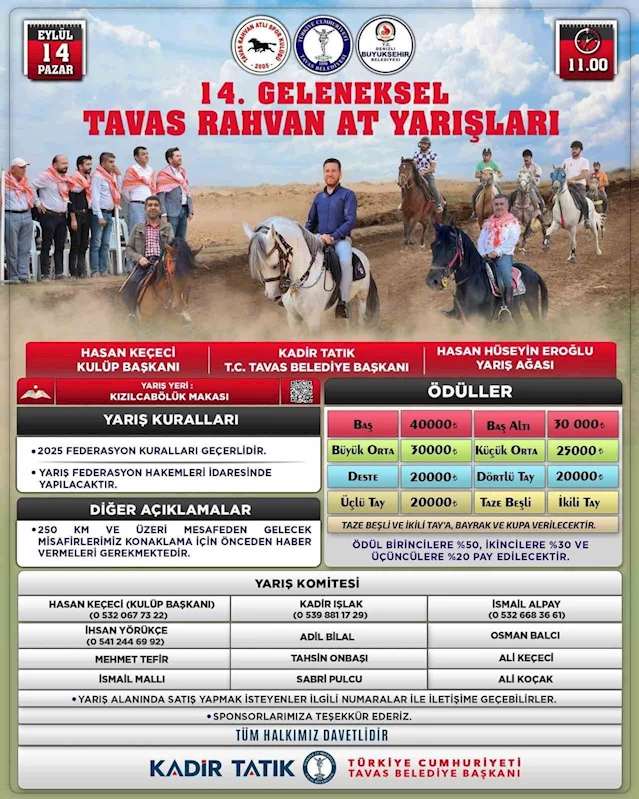 Tavas 14. Geleneksel Tavas Rahvan At Yarışları için geri sayım başladı
